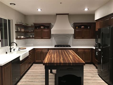 dark wood butcher block kitchen